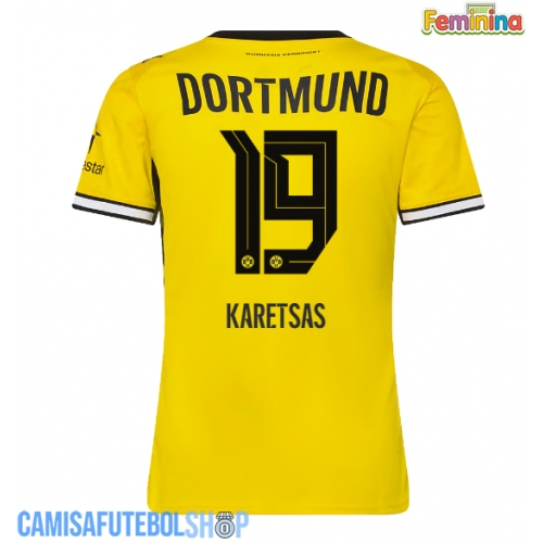 Camisa de time de futebol Borussia Dortmund Konstantinos Karetsas #19 Replicas 1º Equipamento Feminina 2026-27 Manga Curta